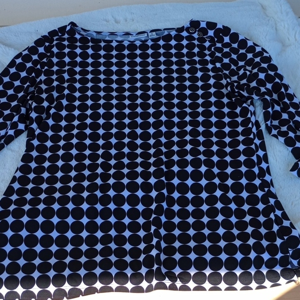 Croft & Barrow Monochrome Polka Dot Blouse